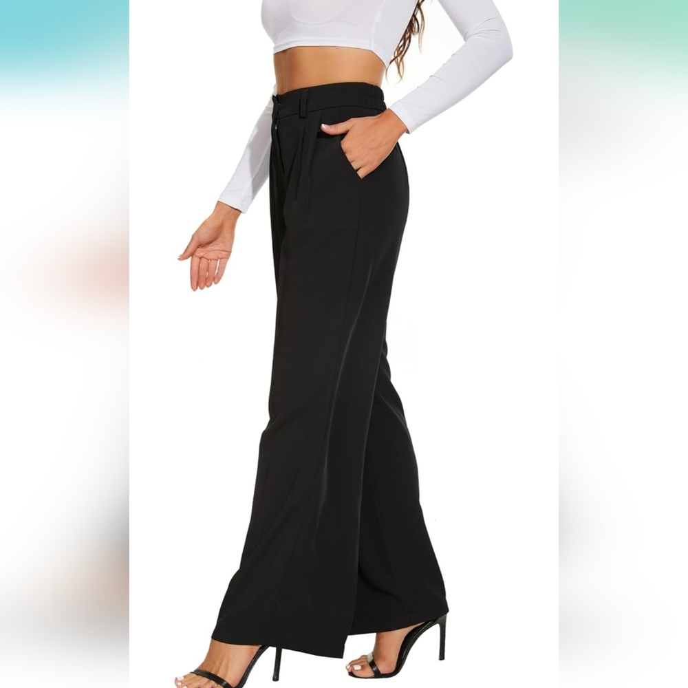 NWT FUNYYZO Women'swide Leg Business Work Trousers.